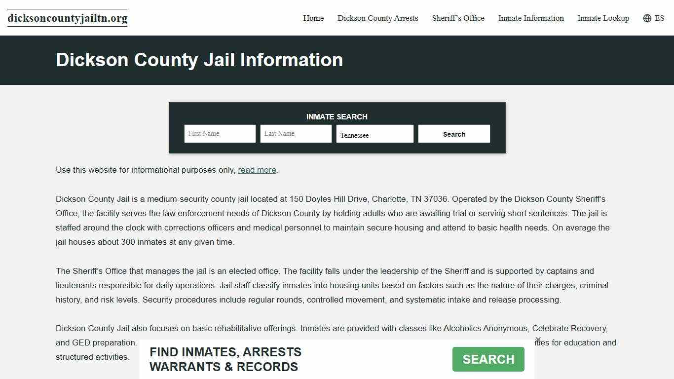 Dickson County, TN Jail Roster, Inmate Info